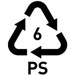 Symbool voor het recyclen van PS-verpakkingen